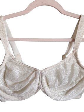 Wacoal Bra 38D Ivory Women's Awareness Contour Underwire Back Close